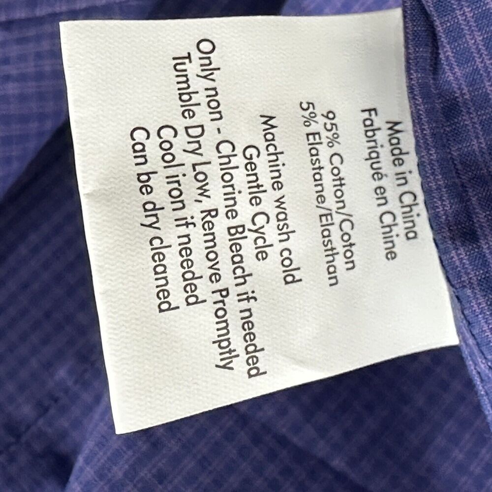 john varvatos usa slim fit purple plaid button up dress shirt Size 15 1/2 32/33 - Picture 5 of 6